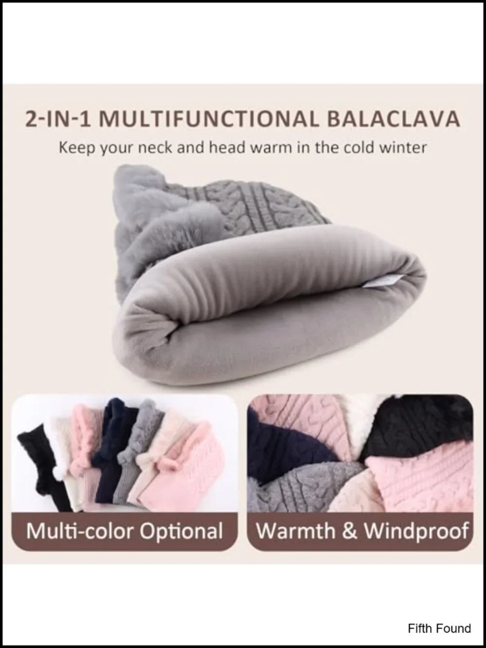 Winter Fleece Balaclava Hood Hat Scarf Acrylic Nylon Ski Snowboard